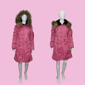 Y2K HYSTERIC GLAMOUR HEAVY  Parka wiAdjustable Fuzzy Faux Fur Hood/Collar. XS-S